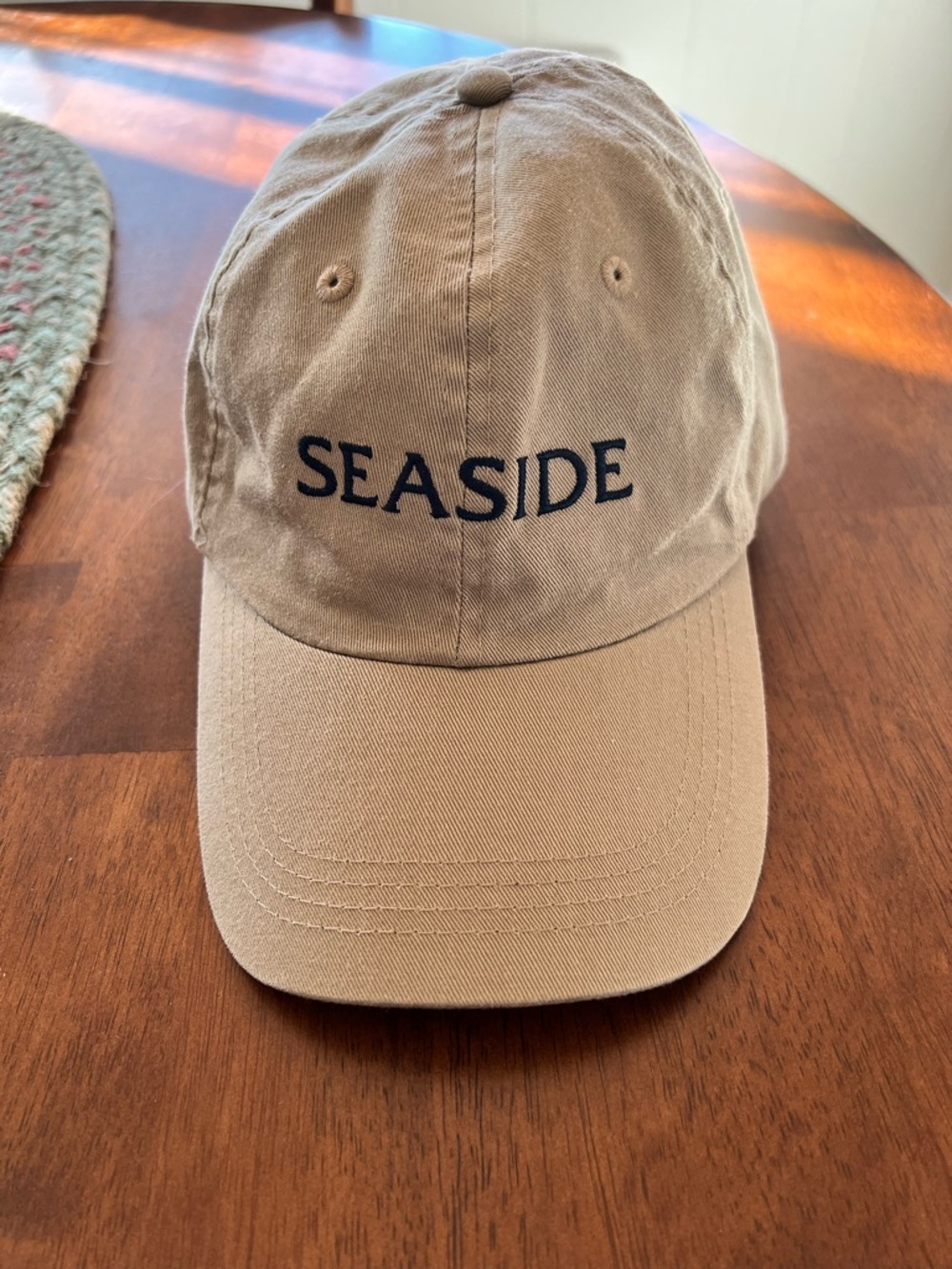 Seaside Embroidered Baseball Cap - Tan